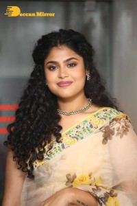 Actress Faria Abdullah in a light yellow saree