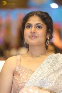 Indian Actress Faria Abdullah in a shiny saree at a movie function