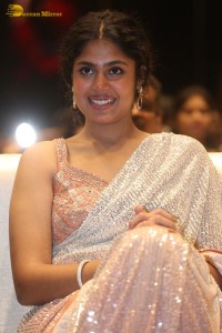 Indian Actress Faria Abdullah in a shiny saree at a movie function