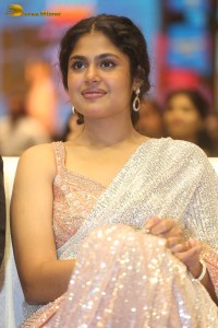 Indian Actress Faria Abdullah in a shiny saree at a movie function