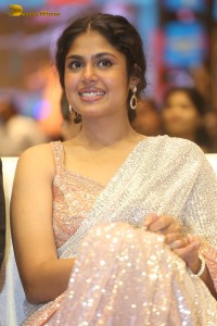 Indian Actress Faria Abdullah in a shiny saree at a movie function