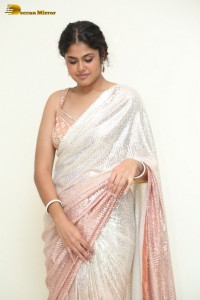 Indian Actress Faria Abdullah in a shiny saree at a movie function