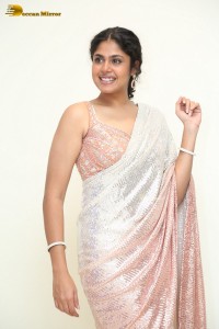 Indian Actress Faria Abdullah in a shiny saree at a movie function