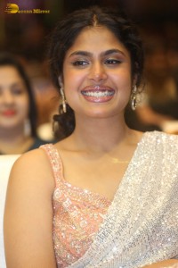 Indian Actress Faria Abdullah in a shiny saree at a movie function