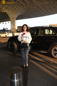 actress Fatima Sana Shaikh cute in a white t-shirt at mumbai airport