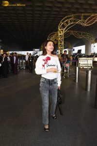 actress Fatima Sana Shaikh cute in a white t-shirt at mumbai airport