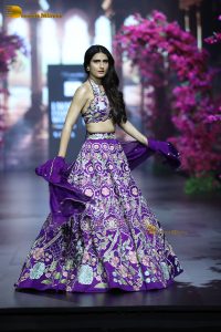 actress Fatima Sana Shaikh gorgeous in a blue dress while walking the ramp at lakme fashion week