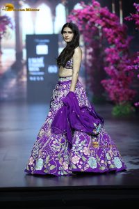 actress Fatima Sana Shaikh gorgeous in a blue dress while walking the ramp at lakme fashion week