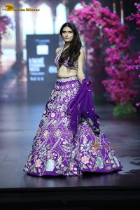 actress Fatima Sana Shaikh gorgeous in a blue dress while walking the ramp at lakme fashion week