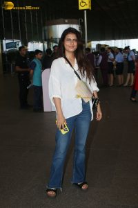 bollywood actress Fatima Sana Shaikh beautiful in a white top at mumbai airport