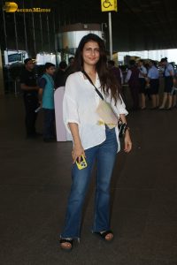 bollywood actress Fatima Sana Shaikh beautiful in a white top at mumbai airport