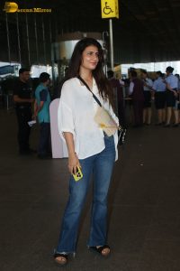 bollywood actress Fatima Sana Shaikh beautiful in a white top at mumbai airport
