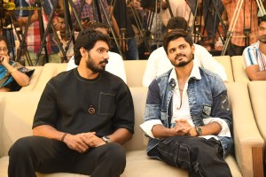 Gam Gam Ganesha Pre-Release attended by Anand Deverakonda, Pragati Srivastava, Nayan Sarika, and Rashmika Mandanna