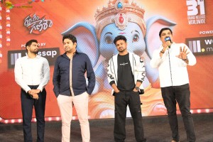 Gam Gam Ganesha Pre-Release attended by Anand Deverakonda, Pragati Srivastava, Nayan Sarika, and Rashmika Mandanna