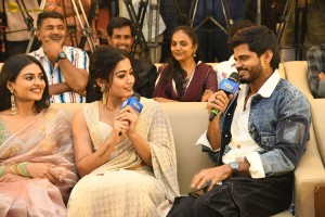 Gam Gam Ganesha Pre-Release attended by Anand Deverakonda, Pragati Srivastava, Nayan Sarika, and Rashmika Mandanna
