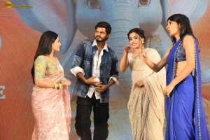 Gam Gam Ganesha Pre-Release attended by Anand Deverakonda, Pragati Srivastava, Nayan Sarika, and Rashmika Mandanna