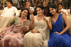 Gam Gam Ganesha Pre-Release attended by Anand Deverakonda, Pragati Srivastava, Nayan Sarika, and Rashmika Mandanna