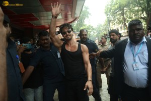 Actor Tiger Shroff promotes his film Ganapath at G7 Multiplex