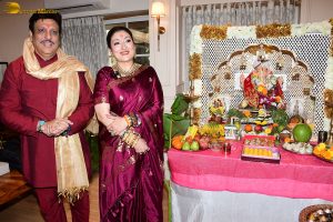 Bollywood actor Govinda celebrates Ganesh Chaturthi on August 27, 2025