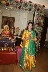 Bollywood actress Hema Malini and daughter Esha celebrate Ganesh Chaturthi