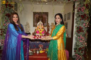 Bollywood actress Hema Malini and daughter Esha celebrate Ganesh Chaturthi