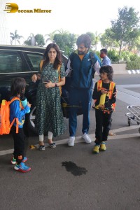 Riteish and Genelia Deshmukh with their Children at the Airport