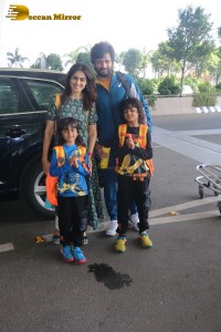 Riteish and Genelia Deshmukh with their Children at the Airport