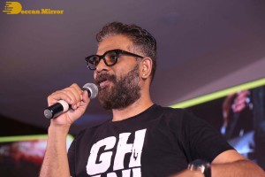 Pictures from the Release Punch Event of the Telugu Movie ‘Ghani’ - attended by Varun Tej, Suniel Shetty, Upendra, Naveen Chandra, and Saiee Manjrekar
