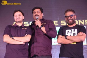 Pictures from the Release Punch Event of the Telugu Movie ‘Ghani’ - attended by Varun Tej, Suniel Shetty, Upendra, Naveen Chandra, and Saiee Manjrekar