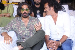 Pictures from the Release Punch Event of the Telugu Movie ‘Ghani’ - attended by Varun Tej, Suniel Shetty, Upendra, Naveen Chandra, and Saiee Manjrekar