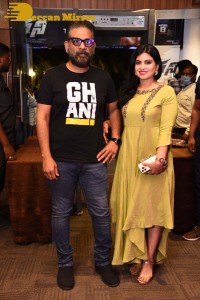 Pictures from the Release Punch Event of the Telugu Movie ‘Ghani’ - attended by Varun Tej, Suniel Shetty, Upendra, Naveen Chandra, and Saiee Manjrekar