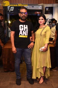 Pictures from the Release Punch Event of the Telugu Movie ‘Ghani’ - attended by Varun Tej, Suniel Shetty, Upendra, Naveen Chandra, and Saiee Manjrekar