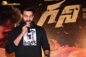 Varun Tej and Saiee Manjrekar attend the trailer launch of the movie Ghani