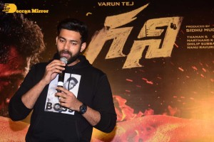 Varun Tej and Saiee Manjrekar attend the trailer launch of the movie Ghani