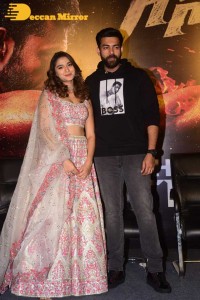 Varun Tej and Saiee Manjrekar attend the trailer launch of the movie Ghani