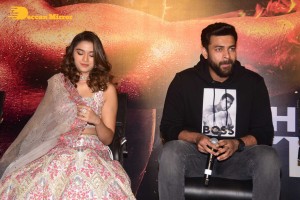 Varun Tej and Saiee Manjrekar attend the trailer launch of the movie Ghani