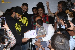 Ghoomer cast Abhishek Bachchan and Saiyami Kher interact with the specially abled children at PVR in Bandra
