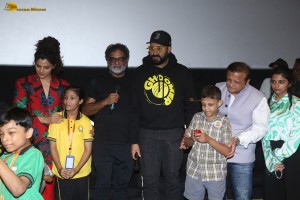 Ghoomer cast Abhishek Bachchan and Saiyami Kher interact with the specially abled children at PVR in Bandra