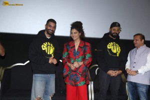 Ghoomer cast Abhishek Bachchan and Saiyami Kher interact with the specially abled children at PVR in Bandra