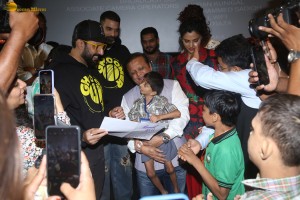 Ghoomer cast Abhishek Bachchan and Saiyami Kher interact with the specially abled children at PVR in Bandra