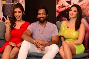 Telugu movie Ginna pre-teaser press meet attended by vishnu manchu and payal rajput and sunny leone