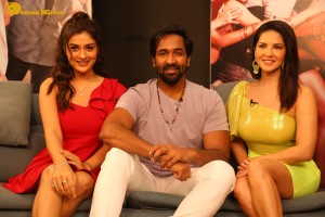 Telugu movie Ginna pre-teaser press meet attended by vishnu manchu and payal rajput and sunny leone