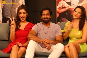 Telugu movie Ginna pre-teaser press meet attended by vishnu manchu and payal rajput and sunny leone