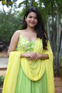 actress goldie nissy cute in a green salwar dress