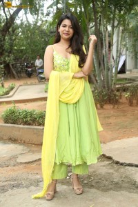 actress goldie nissy cute in a green salwar dress