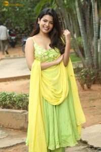 actress goldie nissy cute in a green salwar dress