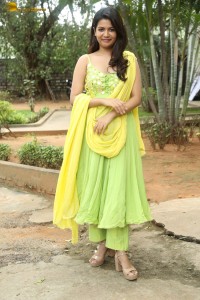 actress goldie nissy cute in a green salwar dress
