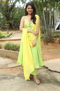 actress goldie nissy cute in a green salwar dress