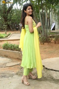 actress goldie nissy cute in a green salwar dress