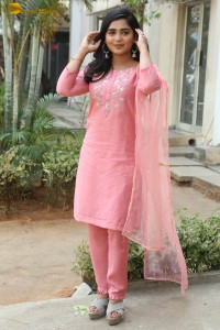 actress gouri g kishan in a pink salwar kameez